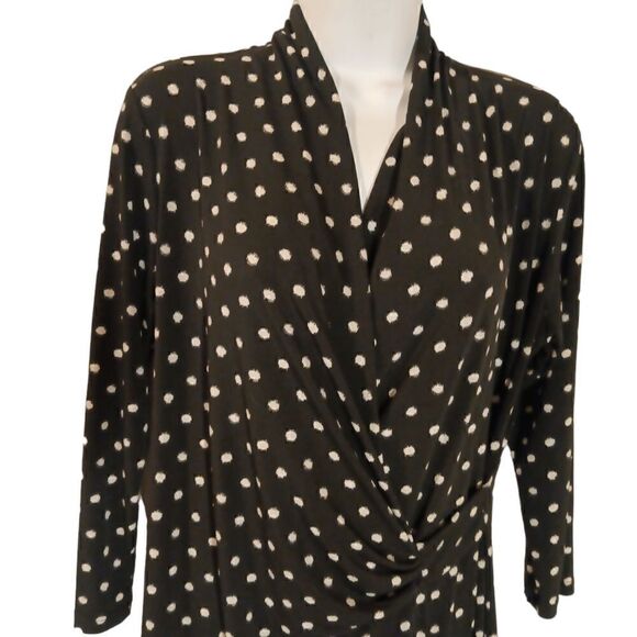 Clara Sun Woo black polka dot faux wrap dress size S - Picture 3 of 9